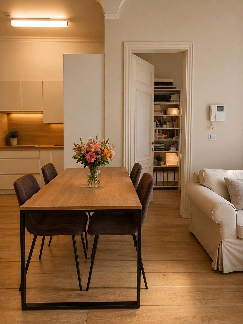 Charmant éénslaapkamerappartement met bureauruimte